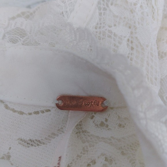 Free People Dress Womens 4 Ivory White Verushka Halter Neck Sleeveless Lace Mini - Picture 10 of 14